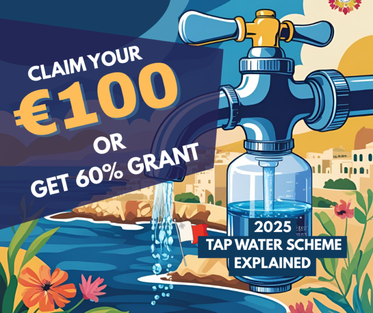 💧 Claim Your €100 Voucher or Get a 60% Grant with Malta’s 2025 Tap Water Scheme