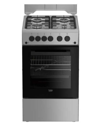 Beko Gas Cooker 50cm, 4 Burners Black & Stainless Steel, Freestanding with Gas Oven, 3-Year Warranty