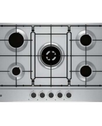 Beko Gas Hob 75cm, 5 Burners Stainless Steel, Built-In, 3-Year Warranty