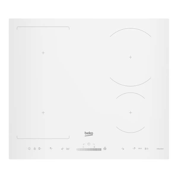 Beko Induction Hob 60cm, 4 Zones White Glass, Built-In, 3-Year Warranty