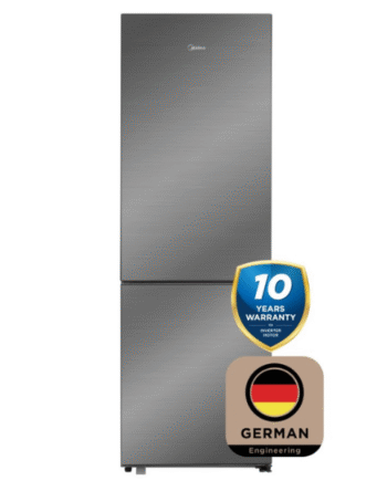 Midea Fridge Freezer 401L, Space Master Series, No Frost Inox, 2-Year Warranty