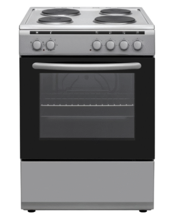 AVG Electric Cooker 60cm Silver, 4 Hot Plates, Freestanding, Full Electric