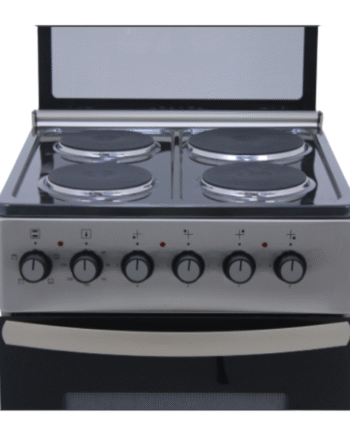 Fiesta Electric Cooker 50cm Silver, 4 Hot Plates, Freestanding, Double‑Glass Oven Door