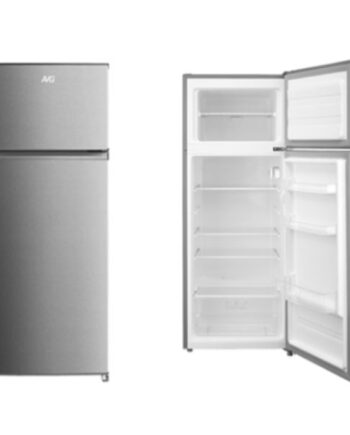 AVG Top‑Mounted Fridge Freezer 204L, Static Cooling, Class E INOX