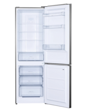 Smartway 253L No‑Frost Fridge‑Freezer, Class E, Stainless Steel, 180cm