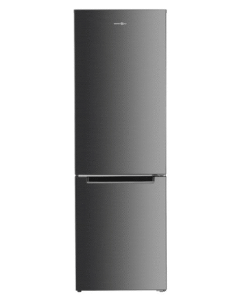 Smartway 253L No‑Frost Fridge‑Freezer, Class E, Stainless Steel, 180cm