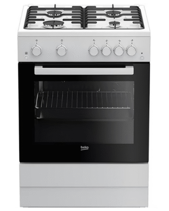 Beko 60cm Gas Cooker, 4 Burners, 72L Gas Oven, White